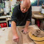 John Higgins at work in his studio 2018